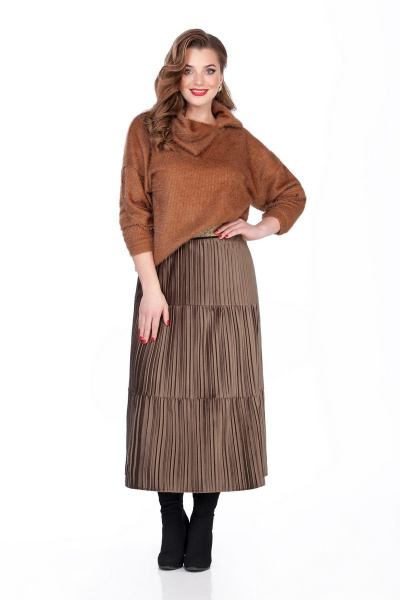 Джемпер, юбка TEZA 282 карамень-коричневый - фото 1