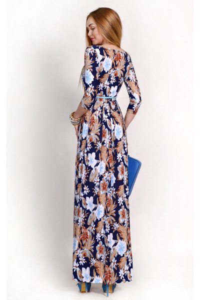 Платье Mont Pellier 812 8-шафрановые+голубые цветы - фото 2