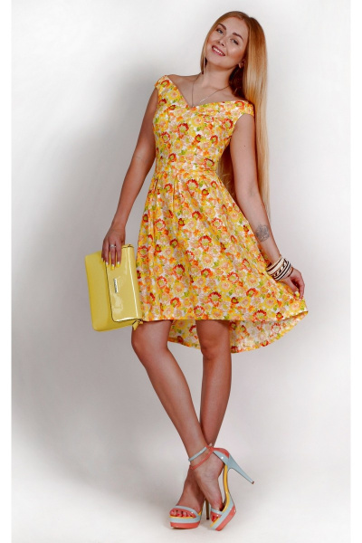 Платье Laskany 94234 7-желтый+оранжевый+зеленый - фото 1