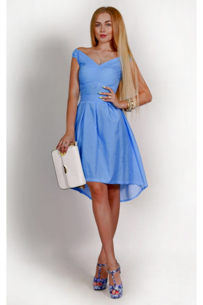 Платье Laskany 94234 10-голубой+белый - фото 1