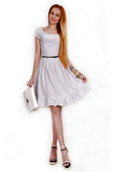 Платье Monica 55150 2-белый+черный-горох - фото 1