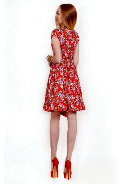 Платье Monica 55150 8-красный+цветы - фото 2