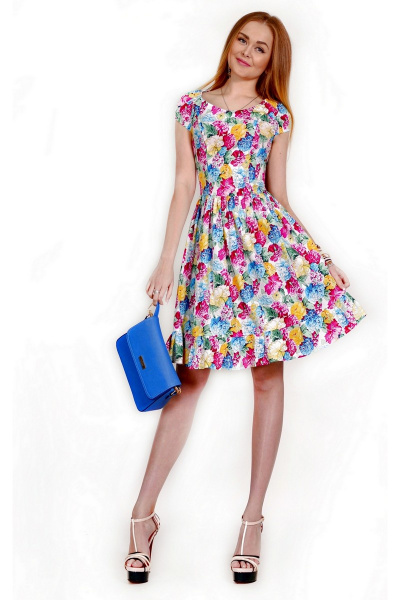 Платье Monica 55150 9-радужные-пионы - фото 1