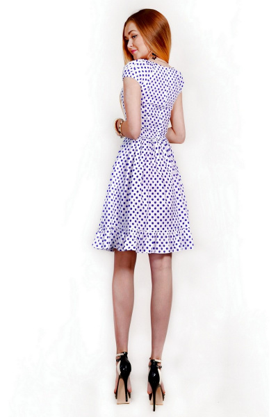 Платье Monica 55150 11-белый+голубичный-горох - фото 2