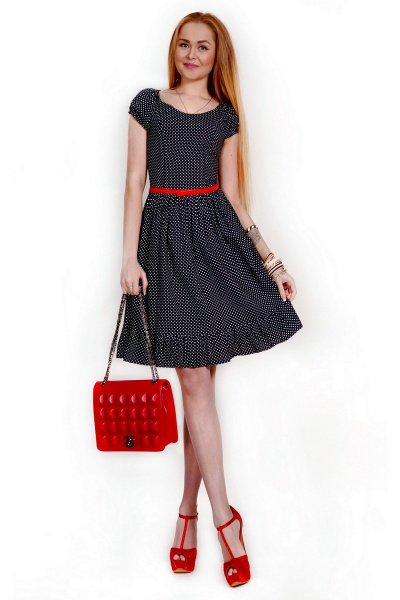 Платье Monica 55150 12-черный+белый-горох - фото 1