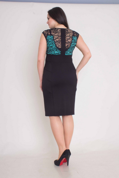 Платье LadyThreeStars 1436 черный+бирюза - фото 2