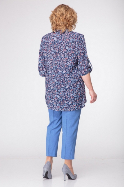 Блуза, брюки LadyThreeStars 1775 узоры+голубой - фото 2