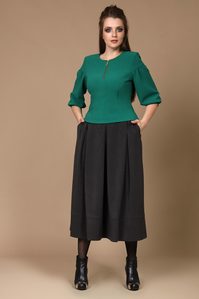 Блуза, юбка Diomel 3520 зеленый+черный - фото 1