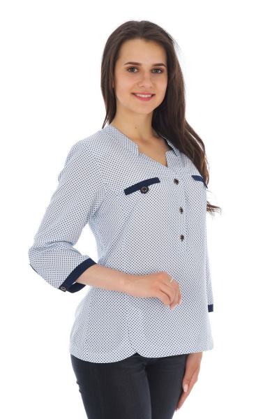 Блуза БАГРЯНИЦА 2098-1 синий/белый - фото 1