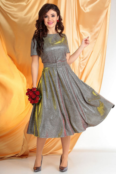 Жакет, платье Мода Юрс 2527 олива-хамелеон - фото 5
