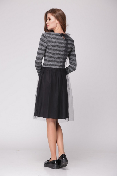 Платье LadisLine 844 черный+серый - фото 3
