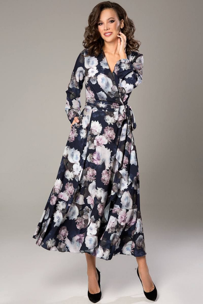 Платье Teffi Style L-1417 цветы_на_синем - фото 2