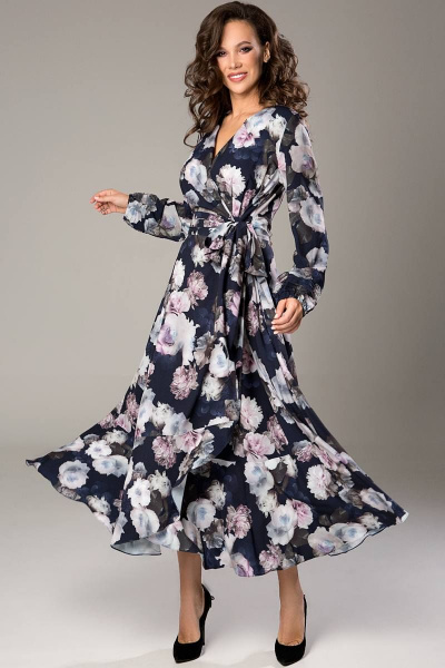 Платье Teffi Style L-1417 цветы_на_синем - фото 1