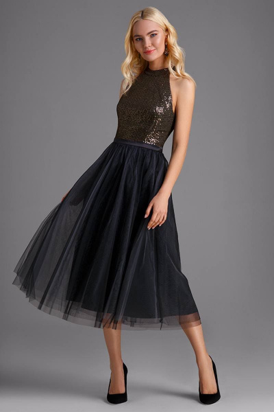 Платье LaVeLa L1728 черный/золото - фото 1