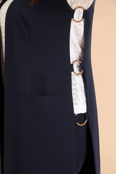 Блуза, брюки, жилет Liona Style 598б темно-синий - фото 3