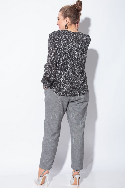 Блуза, брюки SOVA 11084 черно-серый - фото 4