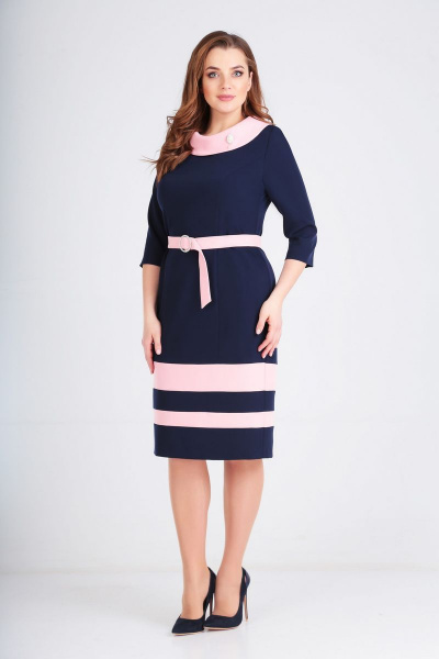 Платье Lady Line 462 синий+розовый - фото 1