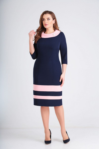 Платье Lady Line 462 синий+розовый - фото 5