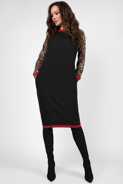 Платье Teffi Style L-1452 черный-красный_довяз - фото 1