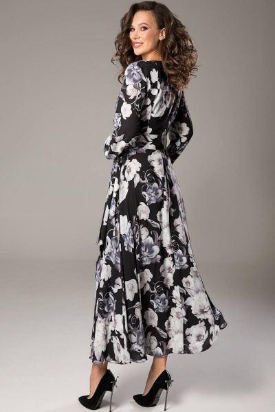 Платье Teffi Style L-1417 графитовые_цветы - фото 3