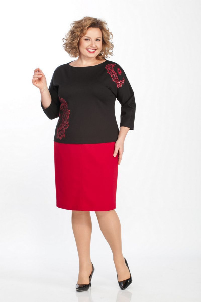 Блуза, юбка GALEREJA 603 черный/красный - фото 2