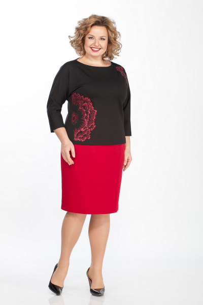 Блуза, юбка GALEREJA 603 черный/красный - фото 1