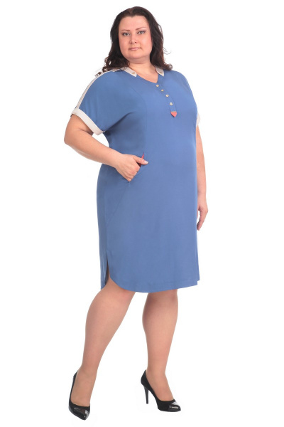 Платье Линия Л Б-1556 т.голубой - фото 1
