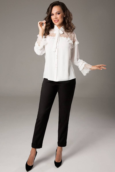 Блуза Teffi Style L-1473 молочный - фото 2
