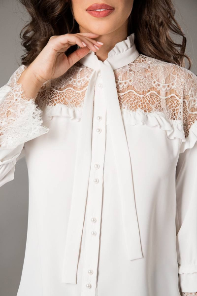 Блуза Teffi Style L-1473 молочный - фото 4