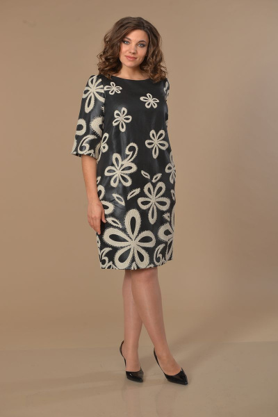 Платье Lady Style Classic 1030 черный-бежевый - фото 1
