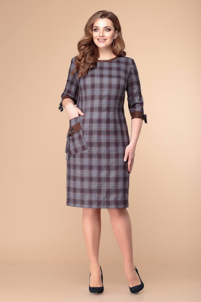 Платье Romanovich Style 1-1944 коричнево-серые_тона - фото 1