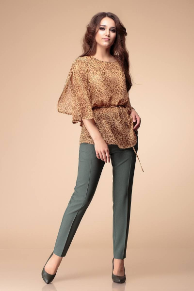 Блуза, брюки Romanovich Style 2-1852 зелень/леопард - фото 1