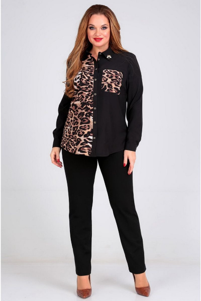 Блуза Таир-Гранд 62364 черный-леопард - фото 2