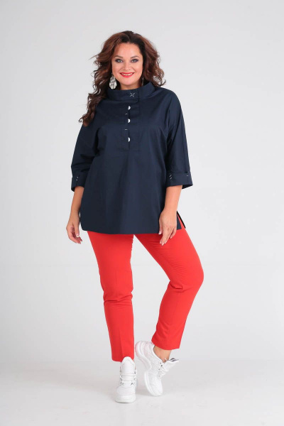 Блуза, брюки Andrea Style 00188 синий+красный - фото 1