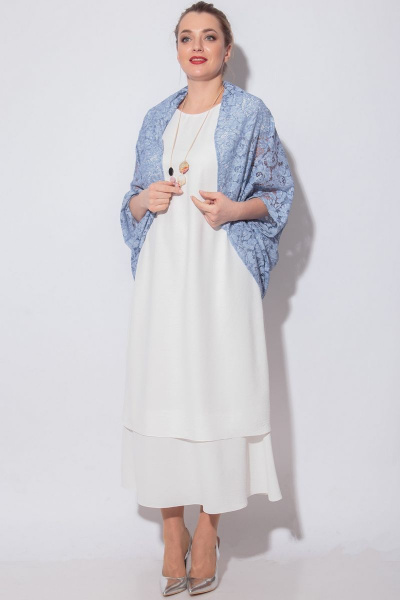 Накидка, платье SOVA 11085 молочно-голубой - фото 1