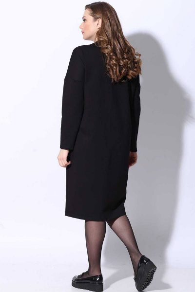 Платье LeNata 11096 черный-с-бордовым-карманом - фото 2