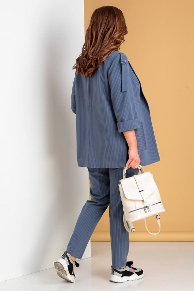 Блуза, брюки, жакет Liona Style 702 пепельно-синий - фото 4