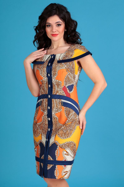 Платье Мода Юрс 2129 синий+оранж - фото 3