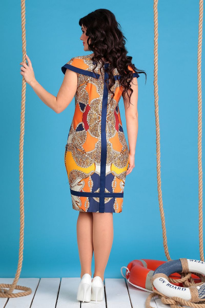 Платье Мода Юрс 2129 синий+оранж - фото 4
