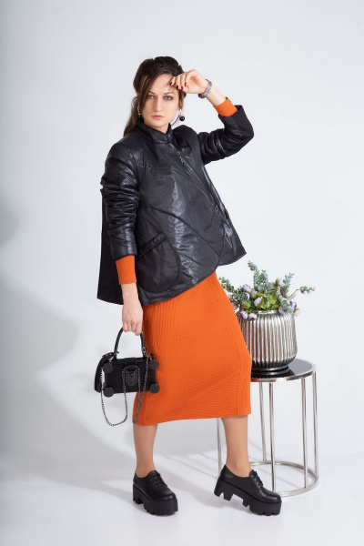 Куртка, платье ElPaiz 484 черный+оранжевый - фото 1