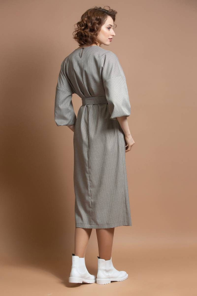 Платье Ivera 763 белый, хаки, коричневый - фото 4