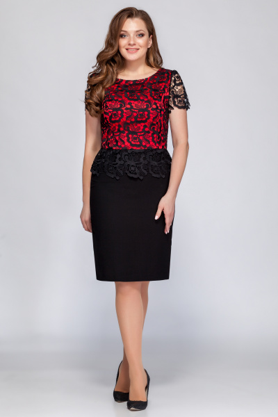 Платье Pama Style 649 черный+красный - фото 1