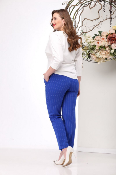 Блуза, брюки Michel chic 1149 белый+синий - фото 4
