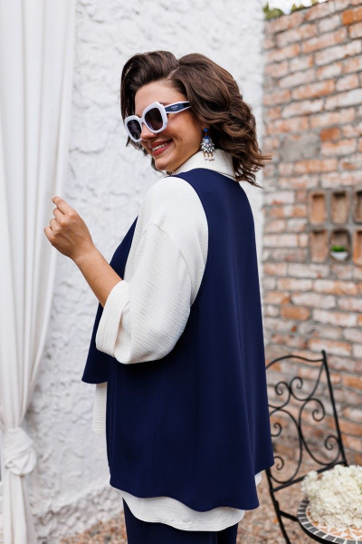 Блуза, брюки, жилет Romanovich Style 3-2510 синий+белый - фото 7