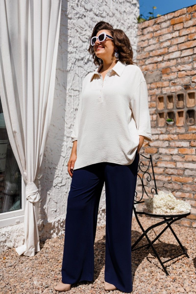 Блуза, брюки, жилет Romanovich Style 3-2510 синий+белый - фото 9