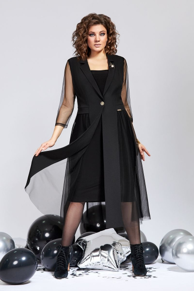 Накидка, платье Милора-стиль 1136 черный - фото 1