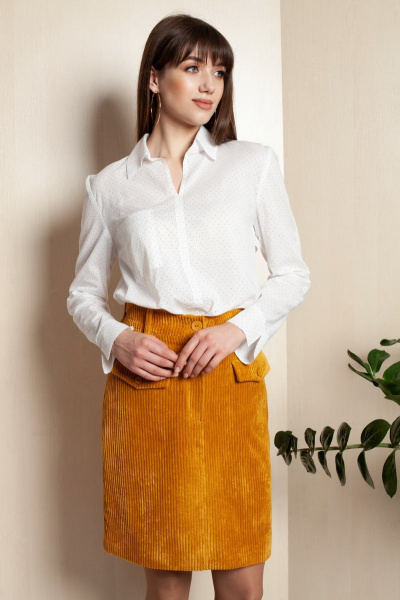 Рубашка, юбка ELLETTO LIFE 5094 бело-горчичный - фото 2