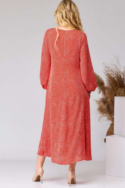 Платье EVA GRANT 7071 красный+принт - фото 5