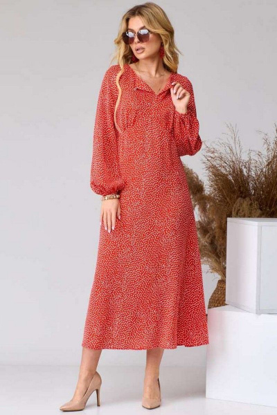 Платье EVA GRANT 7071 красный+принт - фото 2