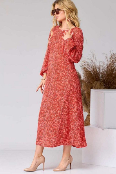 Платье EVA GRANT 7071 красный+принт - фото 3
